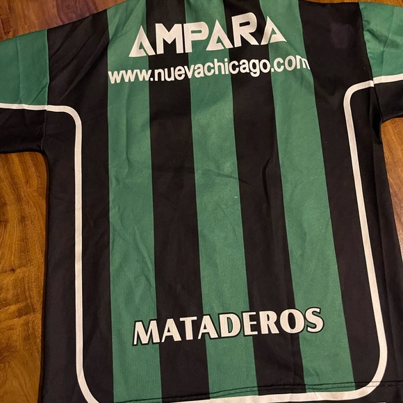 Striped green and black soccer jersey - see photos for measurements - Picture 3 of 4
